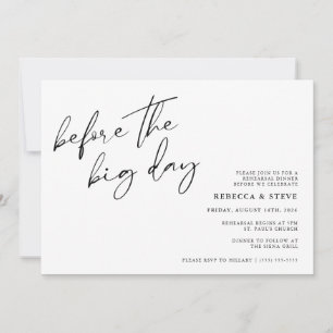 Invitation Avant le dîner de répétition Mariage du Big Day