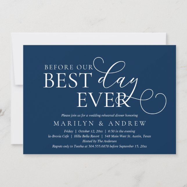Invitation Avant Notre Jour, Dîner De Répétition Mariage Invi (Devant)