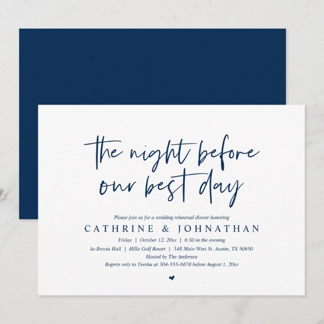 Invitation Avant notre meilleure journée, Dîner de répétition (Devant / Derrière)
