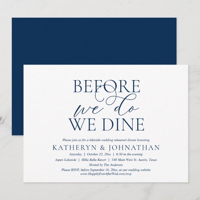 Invitation Avant Nous, Nous Dînons, Dîner De Répétition Maria (Devant / Derrière)