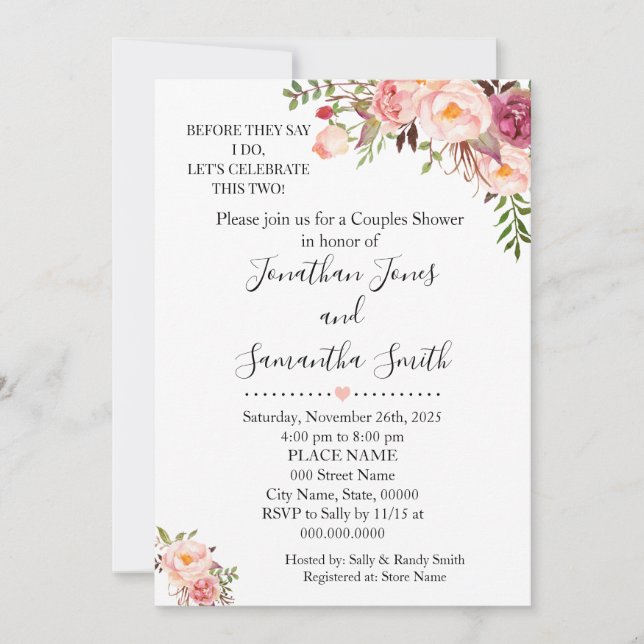 Invitation Avant qu'ils disent que je fais des couples douche (Devant)