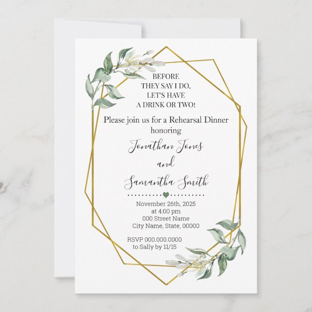 Invitation Avant qu'ils disent que je fais la répétition dîne (Devant)