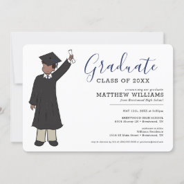 Invitation Avatar de garçon personnalisé | Diplôme d'études s