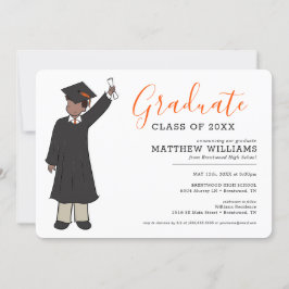 Invitation Avatar de garçon personnalisé | Diplôme d'études s