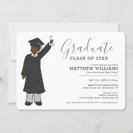 Invitation Avatar de garçon personnalisé | Diplôme d'études s