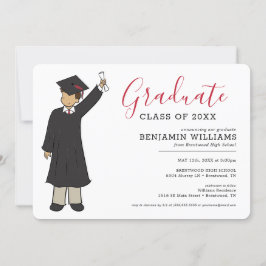 Invitation Avatar de garçon personnalisé| Diplôme d'études se