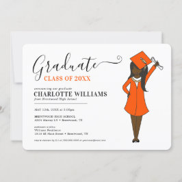 Invitation Avatar féminin personnalisable| Diplôme d'études s