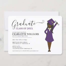 Invitation Avatar féminin personnalisable| Diplôme d'études s