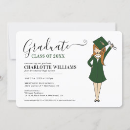 Invitation Avatar féminin personnalisable| Diplôme d'études s