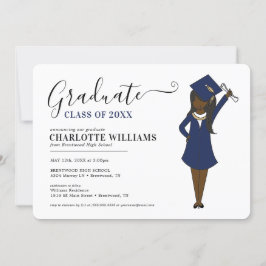 Invitation Avatar fille personnalisable | Diplôme d'études se