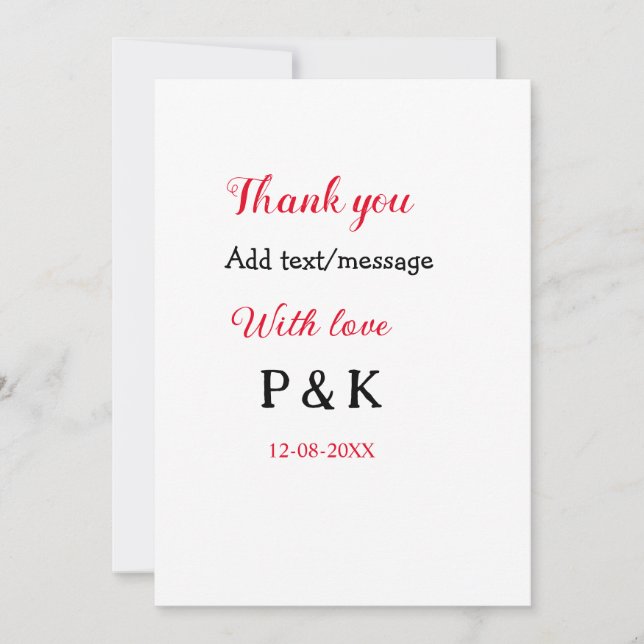 Invitation Avec amour ajoutez la lettre du nom du couple merc (Devant)