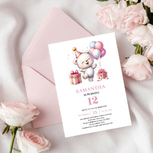 Invitation avec ballon en forme d'ours en peluche