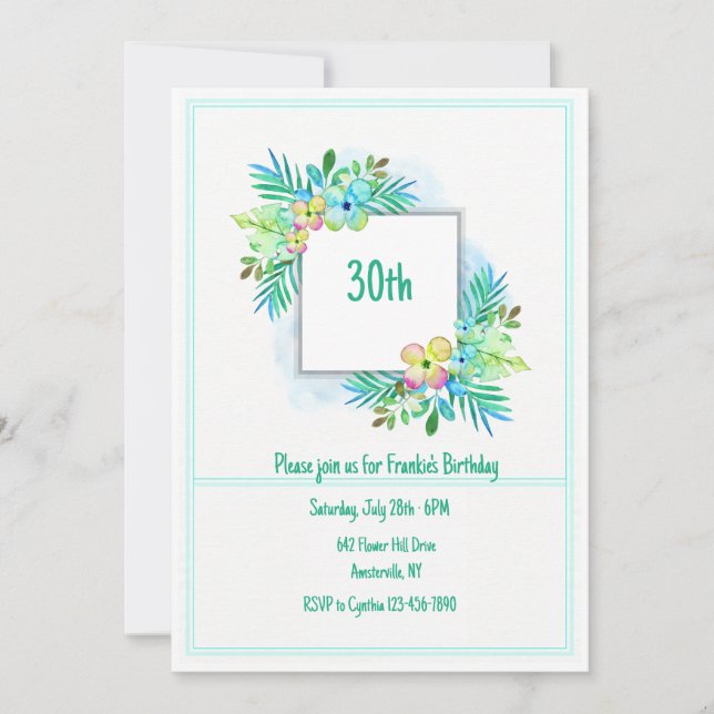 Invitation avec cadre floral (Devant)