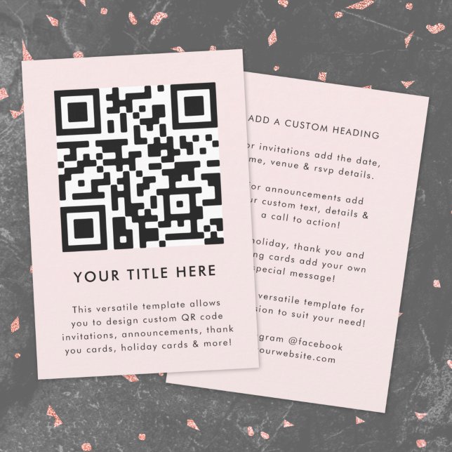 Invitation avec code QR | Invitation scannable pol (Feminine smart QR code pink invitation template by Guava - versatile, stylish, and customizable)