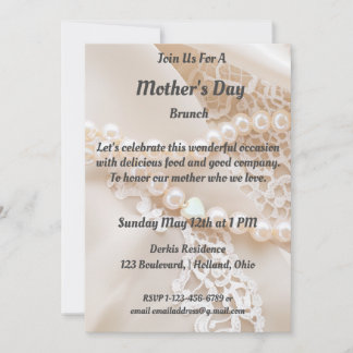 Invitation avec fond de dentelle, satin et perle