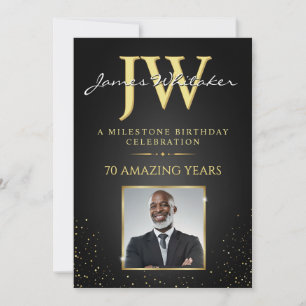 Invitation avec Initiales Personnalisées Anniversa