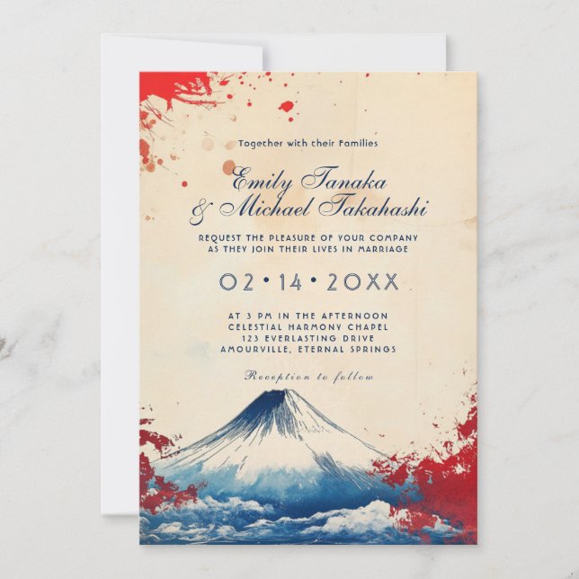 Invitation Avec la photo Japonesque Harmonie avec Fuji (Devant)
