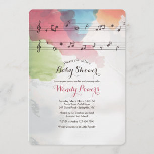 Invitation avec musique sur papier aquarelle