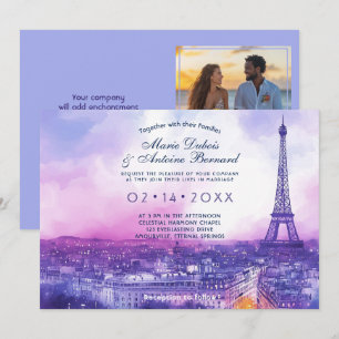 Invitation Avec photo à l'arrière Amour Éternel à la Parisien