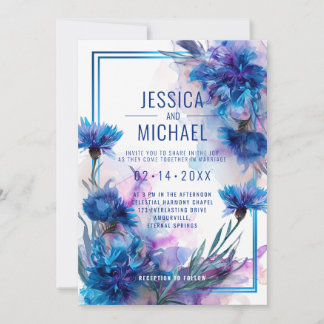 Invitation 💍 Avec photo Cornflowers et Lavender Bliss
