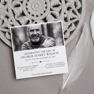 Invitation Avec photo Elegant Minimalist Celebration of Life