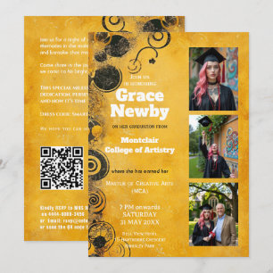 Invitation 🎓Avec QR Artistic Flourish Graduation