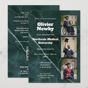 Invitation 🎓Avec QR Green Luxe Fête de Remise des Diplômes e