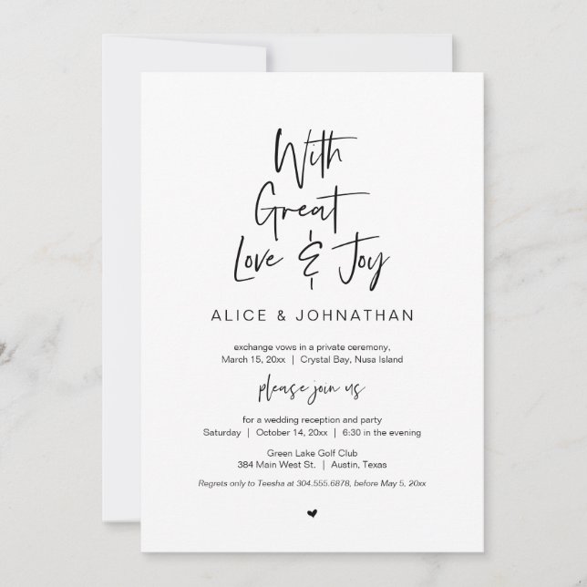 Invitation Avec un grand amour et une grande joie, Noir, Mari (Devant)
