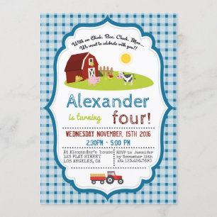 INVITATION AVEC UN OINK, BAA, CLUCK, MOO FARM ANNIVERSAIRE