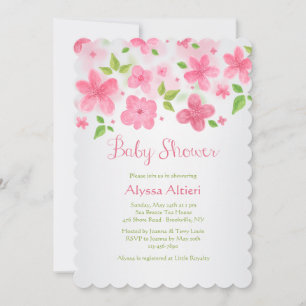 Invitation avec une bordure de fleurs roses