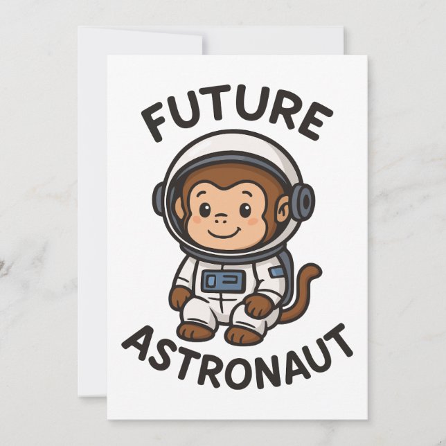 Invitation Avenir astronaute - Singe spatial mignon (Devant)