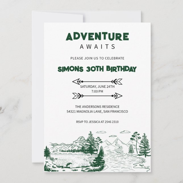 Invitation Aventure Attend Anniversaire (Devant)