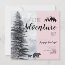 Aventure Attend Bois Ours Rose Baby shower Dans
