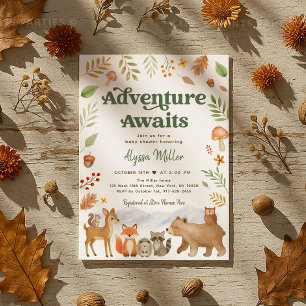 Invitation Aventure Attend le Baby shower des animaux des boi