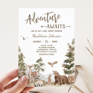 Invitation Aventure Attend le Baby shower des animaux des boi