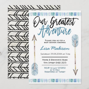 Invitation aventure Boy baby shower Blue