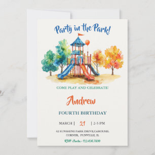 Invitation Aventure d'anniversaire au parc Watercolor Playgro