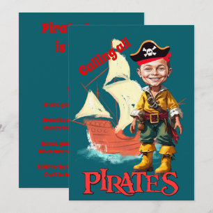 Invitation Aventure d'anniversaire en haute mer - Bateau pira