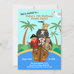 Invitation Aventure de bateau pirate fête d'anniversaire