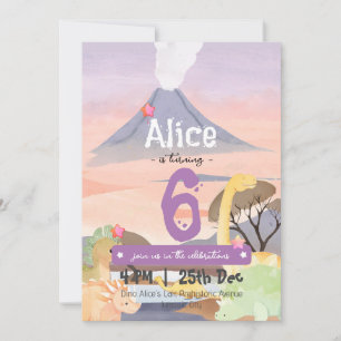 Invitation Aventure de dinosaure fantaisiste pour un 6ème ann