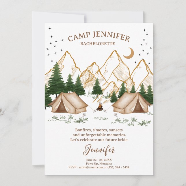 Invitation Aventure de week-end de camp de filles (Devant)
