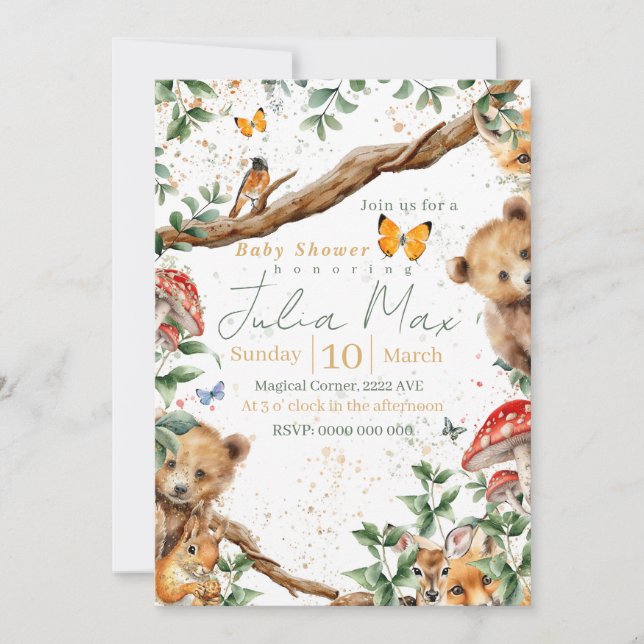 Invitation Aventure des animaux de la forêt 2 choix arrière (Devant)