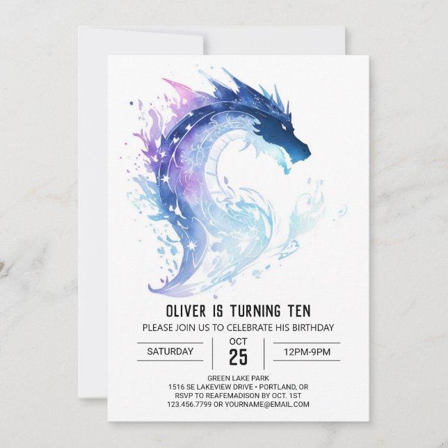 Invitation Aventure Dragon Imaginaire Enfants Anniversaire (Devant)