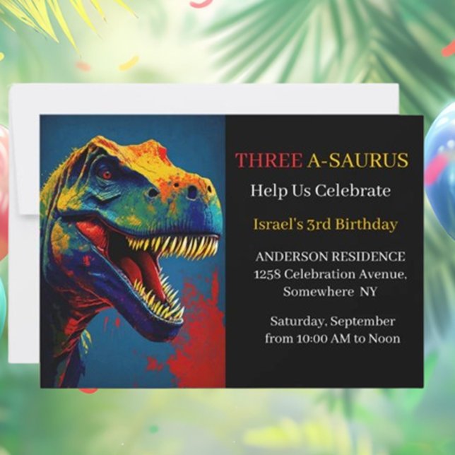 Invitation Aventure du dinosaure bleu (Embark on an unforgettable journey with our Blue Dinosaur Adventure Invitation! )