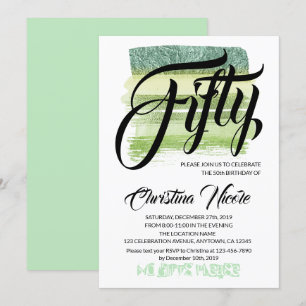 Invitation Aventurine Parties scintillant verte brosses CINQU