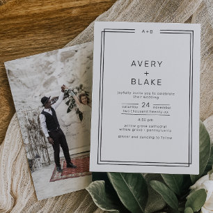 Invitation AVERT minimaliste moderne Mariage photo à double c