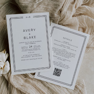 Invitation AVERT minimaliste moderne Monochrome QR Code Maria