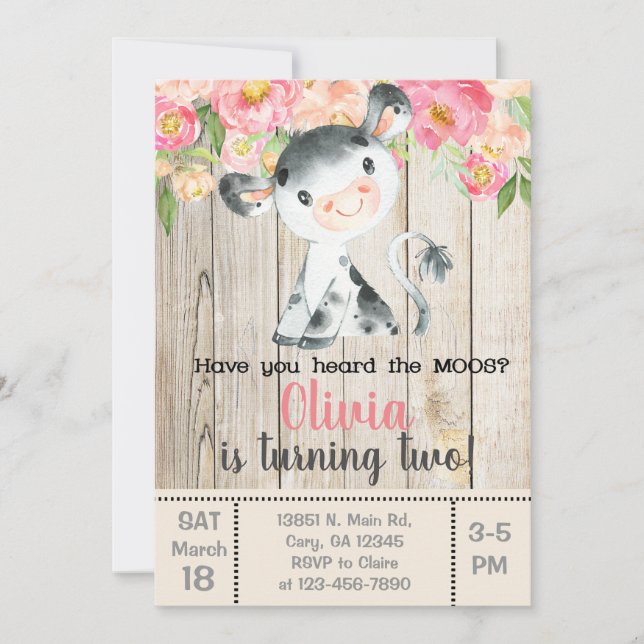 Invitation Avez-vous entendu l'invitation de la vache moos. (Devant)