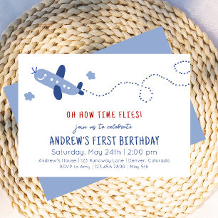 Invitation Avion adorable Comment le temps vole premier anniv