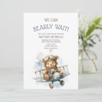 Avion d'attente rapide Vol Ours Baby shower bleu